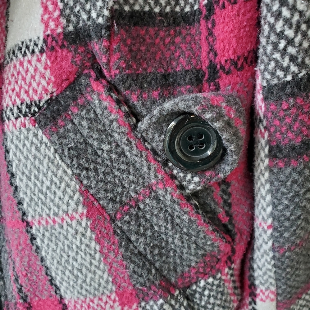 ambiance apparel Multicolored Plaid Knit Zip-up Winter Bomber Jacket Coat - Picture 5 of 16